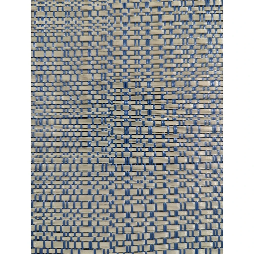 Chilewich Bamboo Woven Placemats Blue Cream Rectangular Set of 2 Table Mats